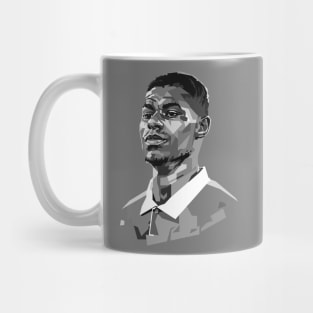 Marcus Rashford Grayscale Portrait Illustration Mug